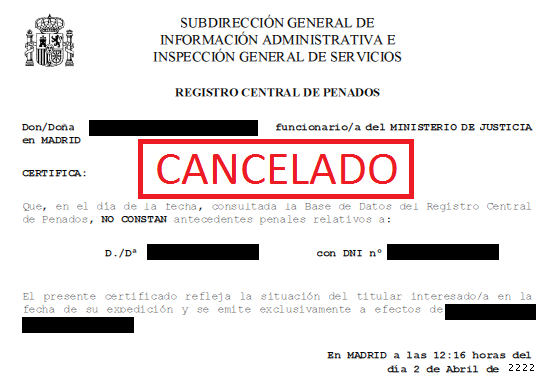 cancelarse los Antecedentes Penales de forma on line
